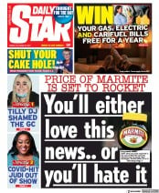 Daily Star () Newspaper Front Page for 22 October 2021