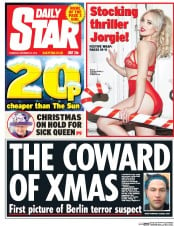 Daily Star () Newspaper Front Page for 22 December 2016