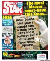 Daily Star () Newspaper Front Page for 22 December 2021