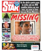 Daily Star () Newspaper Front Page for 22 December 2022