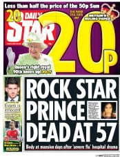 Daily Star () Newspaper Front Page for 22 April 2016