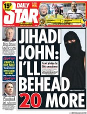 Daily Star () Newspaper Front Page for 22 August 2014