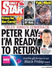 Daily Star () Newspaper Front Page for 23 November 2018