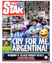 Daily Star () Newspaper Front Page for 23 November 2022