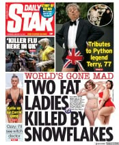 Daily Star () Newspaper Front Page for 23 January 2020