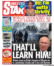 Daily Star () Newspaper Front Page for 23 February 2022