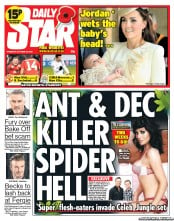 Daily Star () Newspaper Front Page for 24 October 2013
