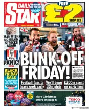 Daily Star () Newspaper Front Page for 25 November 2022