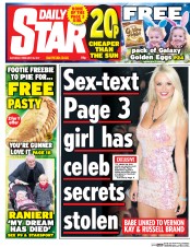 Daily Star () Newspaper Front Page for 25 February 2017