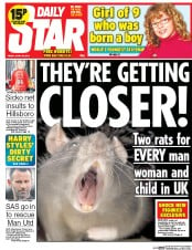 Daily Star () Newspaper Front Page for 25 April 2014