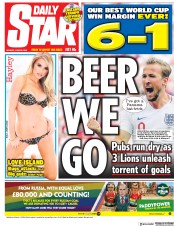 Daily Star () Newspaper Front Page for 25 June 2018