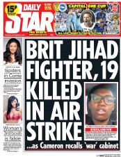 Daily Star () Newspaper Front Page for 25 September 2014
