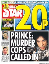 Daily Star () Newspaper Front Page for 26 April 2016