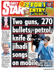 Daily Star () Newspaper Front Page for 26 August 2015