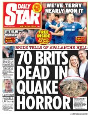 Daily Star () Newspaper Front Page for 27 April 2015