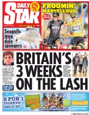 Daily Star () Newspaper Front Page for 27 July 2015