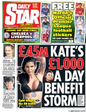 Daily Star () Newspaper Front Page for 28 January 2015