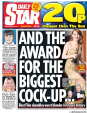 Daily Star () Newspaper Front Page for 28 February 2017