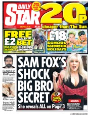 Daily Star () Newspaper Front Page for 28 July 2016