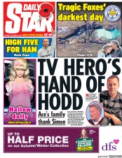 Daily Star () Newspaper Front Page for 29 October 2018