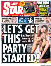 Daily Star () Newspaper Front Page for 29 December 2017