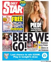 Daily Star () Newspaper Front Page for 29 June 2019