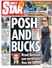 Daily Star () Newspaper Front Page for 29 September 2015