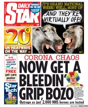 Daily Star () Newspaper Front Page for 2 April 2020