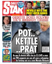 Daily Star () Newspaper Front Page for 2 September 2022