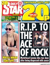 Daily Star () Newspaper Front Page for 30 December 2015