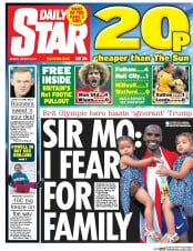 Daily Star () Newspaper Front Page for 30 January 2017