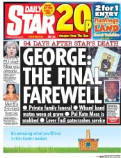 Daily Star () Newspaper Front Page for 30 March 2017