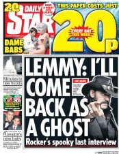 Daily Star () Newspaper Front Page for 31 December 2015