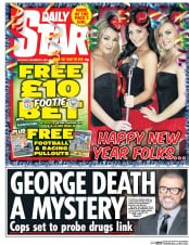 Daily Star () Newspaper Front Page for 31 December 2016