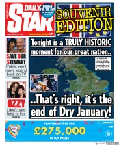 Daily Star () Newspaper Front Page for 31 January 2020