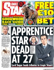 Daily Star () Newspaper Front Page for 31 July 2015