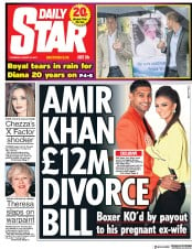 Daily Star () Newspaper Front Page for 31 August 2017