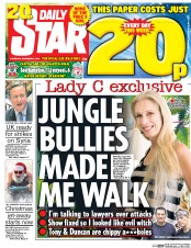 Daily Star () Newspaper Front Page for 3 December 2015