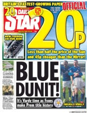 Daily Star () Newspaper Front Page for 3 May 2016