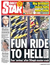 Daily Star () Newspaper Front Page for 3 June 2015