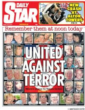 Daily Star () Newspaper Front Page for 3 July 2015