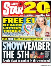 Daily Star () Newspaper Front Page for 5 November 2016