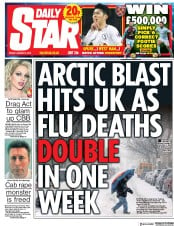Daily Star () Newspaper Front Page for 5 January 2018