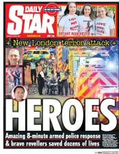 Daily Star () Newspaper Front Page for 5 June 2017