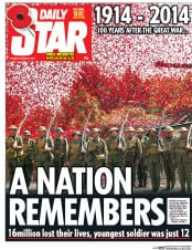 Daily Star () Newspaper Front Page for 5 August 2014