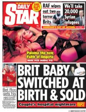 Daily Star () Newspaper Front Page for 8 September 2015