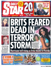 Daily Star () Newspaper Front Page for 8 September 2017