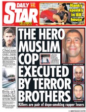Daily Star () Newspaper Front Page for 9 January 2015