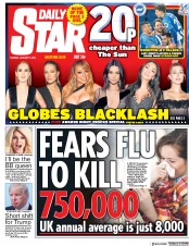 Daily Star () Newspaper Front Page for 9 January 2018