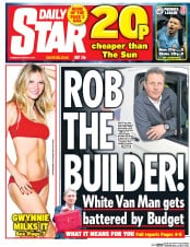 Daily Star () Newspaper Front Page for 9 March 2017